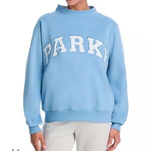 Parke Sky White Varsity Mock Neck Sweatshirt Size L/XL, NWT